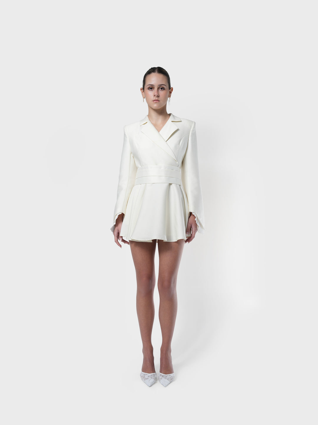 short sleeve white blazer dress White Blazer Dress